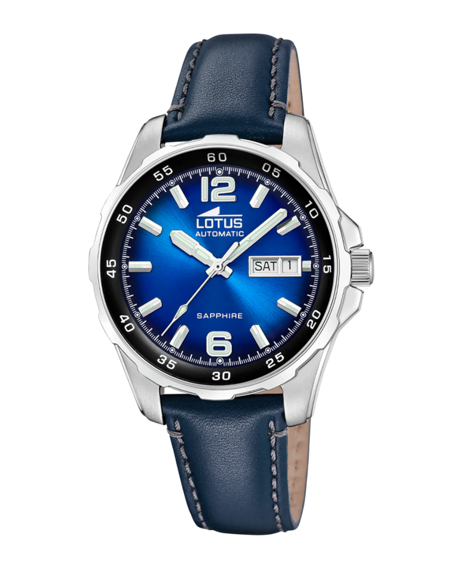 Lotus Classic 18998/2 reloj hombre automático acero esfera azul correa piel