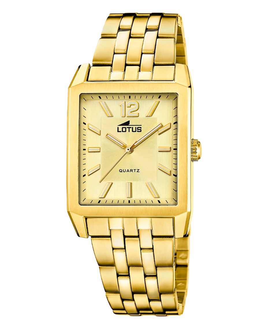 Lotus Classic 18984/2 reloj hombre acero esfera beige pulsera dorada