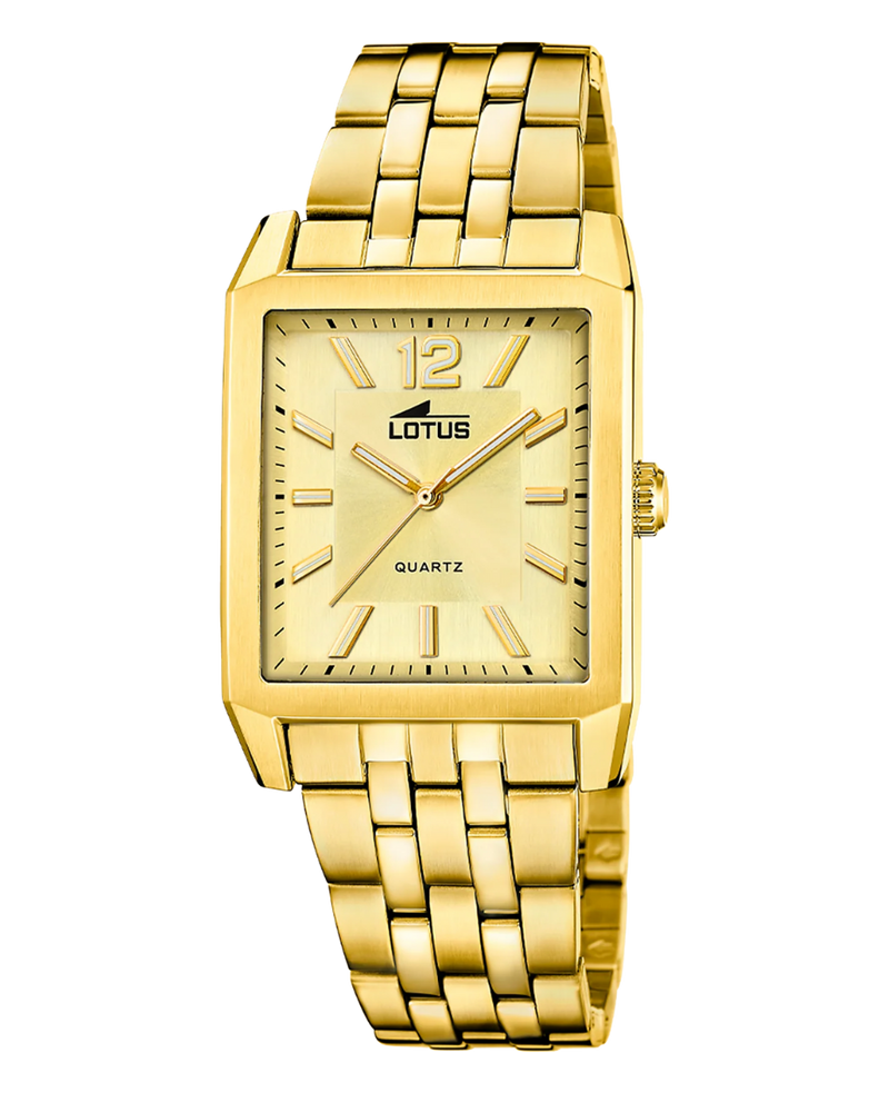 Lotus Classic 18984/2 reloj hombre acero esfera beige pulsera dorada