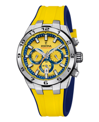 Festina Chrono Bike F20671/4 reloj hombre cronógrafo acero esfera amarilla correa caucho deportivo