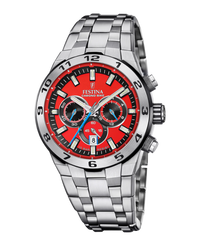 Festina Chrono Bike F20670/5 reloj hombre acero cronógrafo esfera roja pulsera plateada