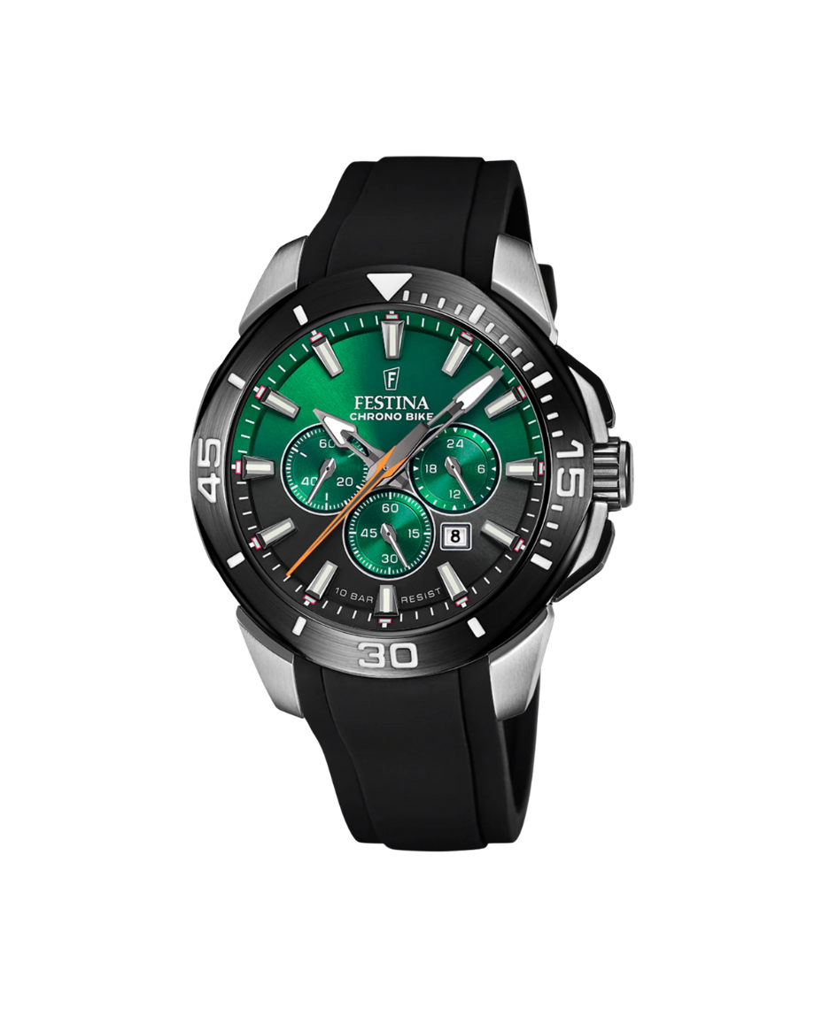 Festina Chrono Bike F20642/C reloj hombre acero cronógrafo esfera verde correa caucho negro