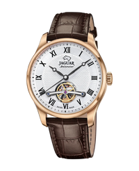 Jaguar Sport J967/2 reloj hombre automático acero inoxidable esfera plateada correa piel marrón