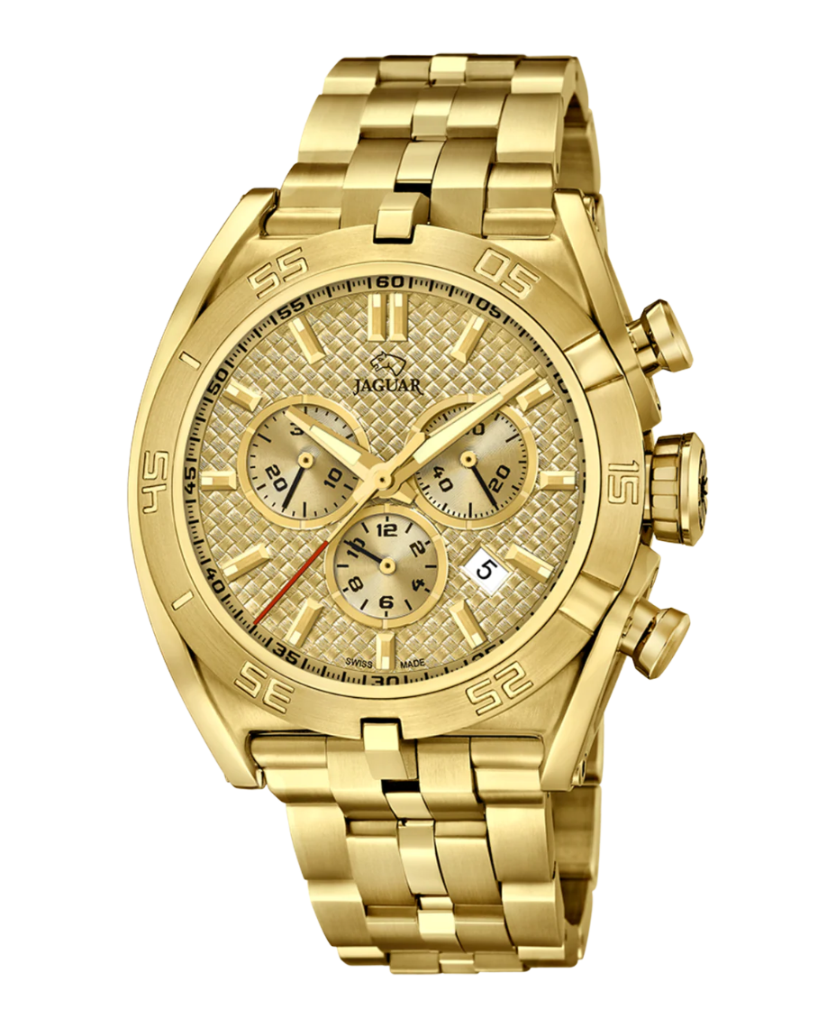 Jaguar Executive J853/2 reloj hombre acero dorado cronógrafo esfera beige