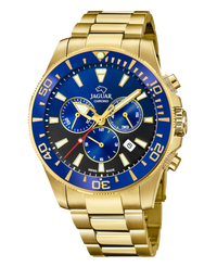 Jaguar Executive J864/5 reloj hombre cronógrafo acero dorado esfera azul