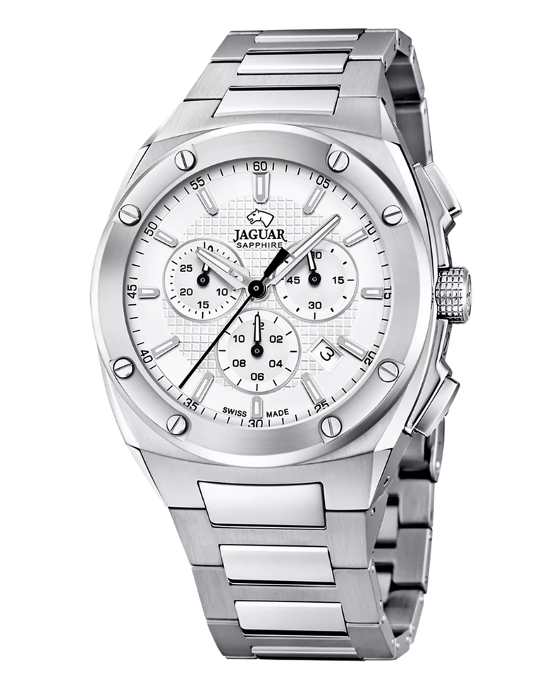 Jaguar Executive J805/A reloj hombre acero inoxidable cronógrafo plateado