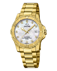 Jaguar Sport J898/1 reloj mujer acero inoxidable esfera blanca pulsera dorada