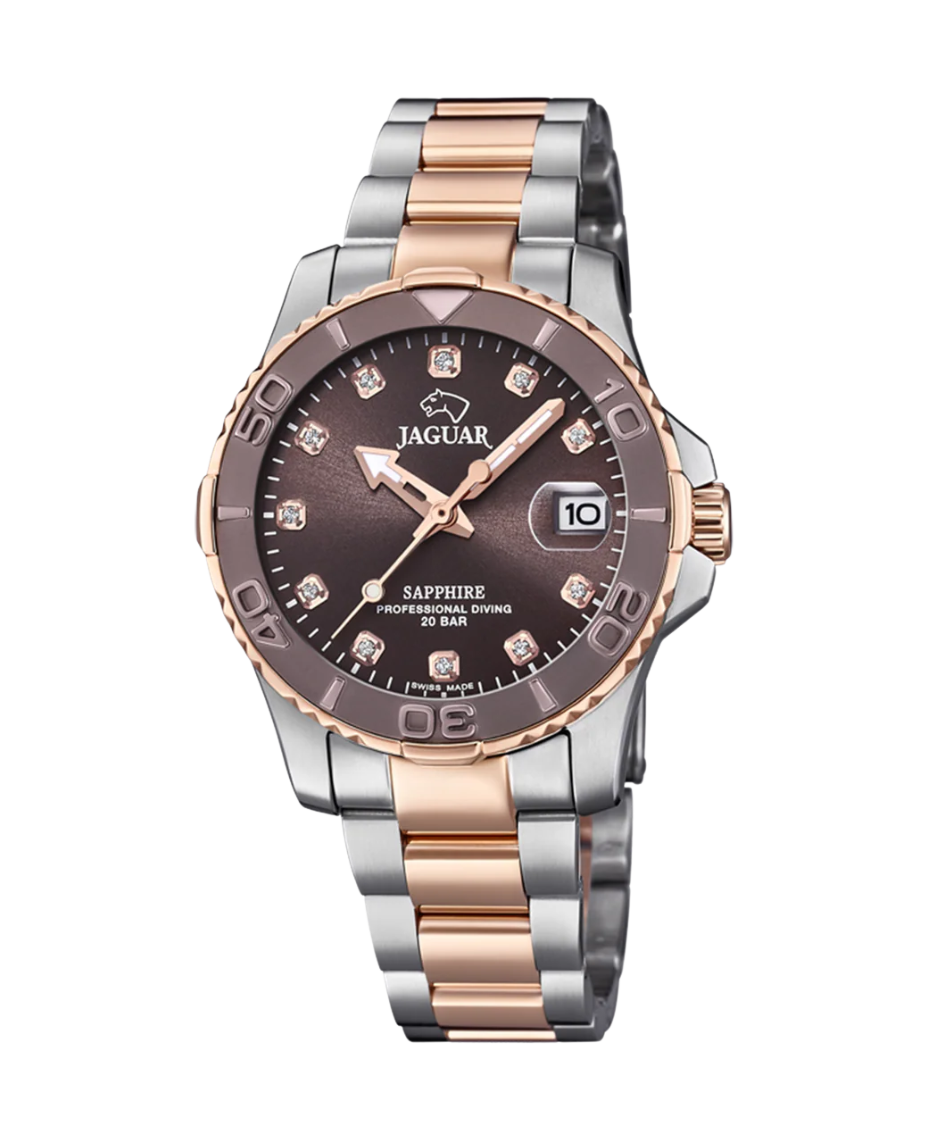 Jaguar Sport J871/2 reloj mujer acero inoxidable marrón plateado deportivo elegante