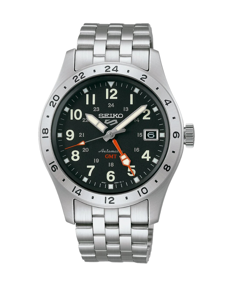 Seiko 5 Sports Field GMT SSK023K1 reloj hombre acero negro con función GMT