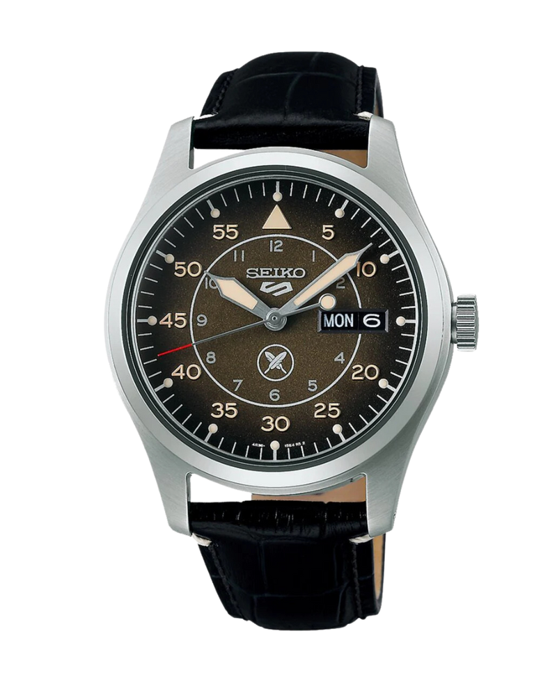 Seiko 5 Sports Field Yuto Horigome SRPL31K1 reloj hombre acero negro correa cuero