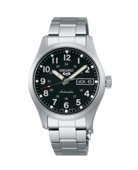 Seiko 5 Sports Field SRPJ81K1 reloj hombre acero esfera negra 36mm