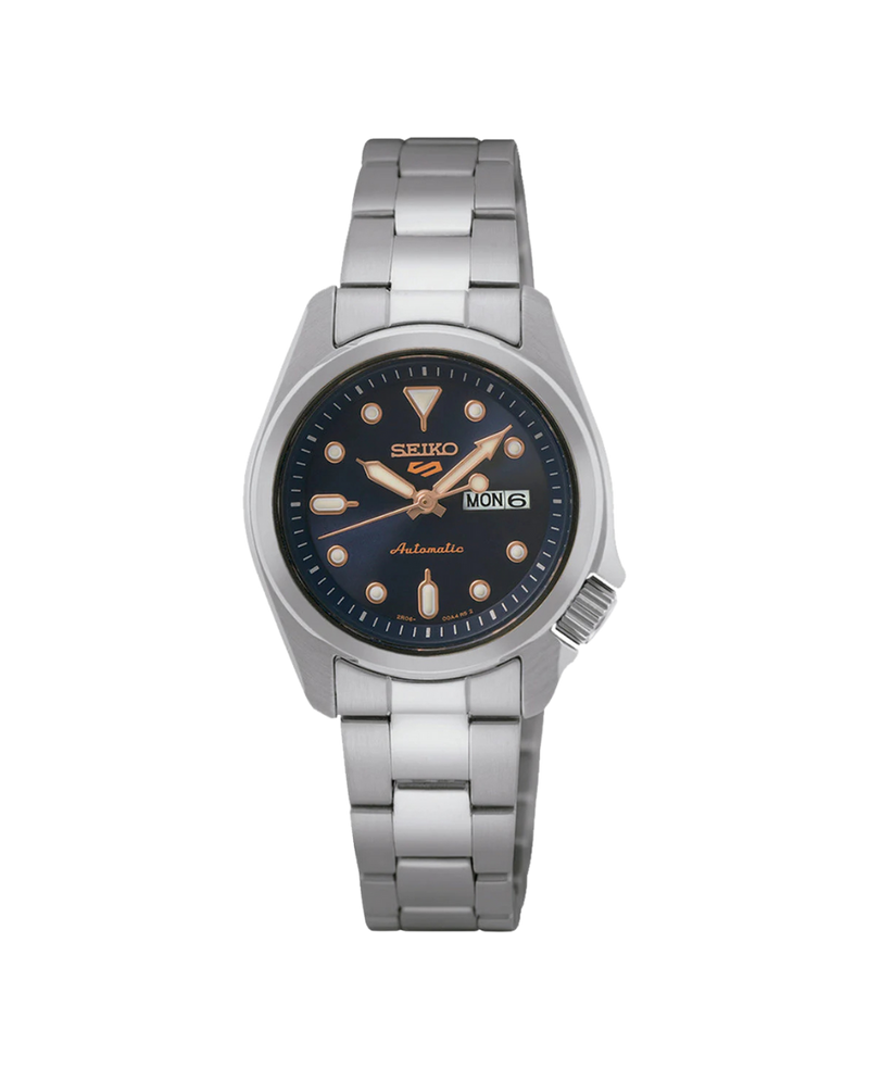 Seiko 5 Sports Mini Automático SRE003K1 reloj mujer acero esfera negra