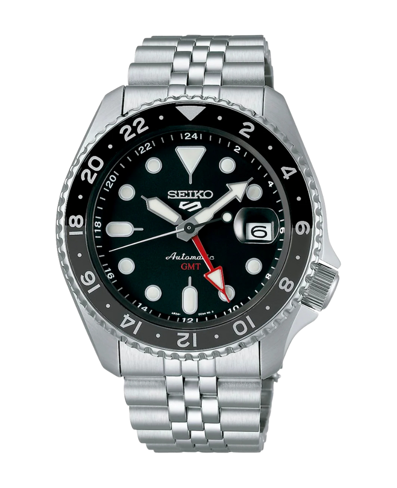 Seiko 5 Sports GMT SSK001K1 reloj hombre acero negro esfera