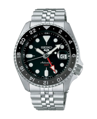 Seiko 5 Sports GMT SSK001K1 reloj hombre acero negro esfera