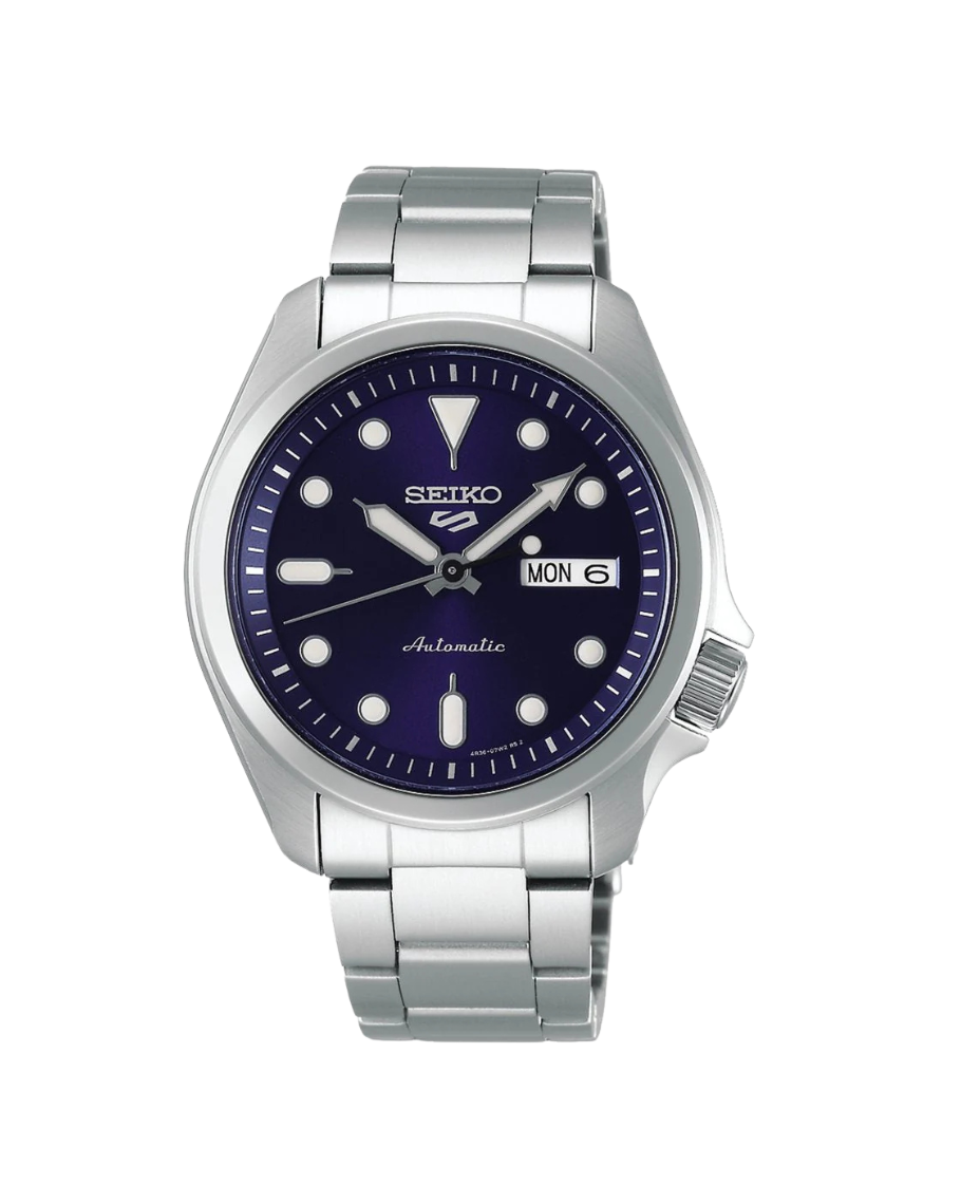 Seiko 5 Sports SRPE53K1 reloj hombre automático acero esfera azul brazalete plateado
