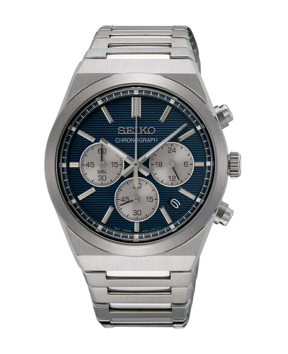 Seiko Essentials Cronógrafo SSB453P1 reloj hombre acero esfera azul
