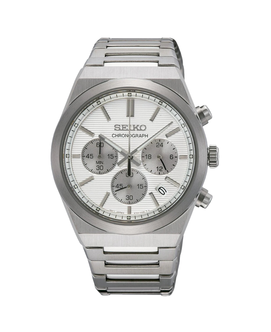 Seiko Essentials Cronógrafo SSB451P1 reloj hombre acero esfera blanca 40mm