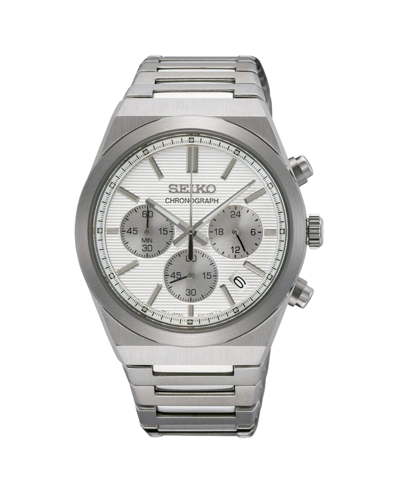 Seiko Essentials Cronógrafo SSB451P1 reloj hombre acero esfera blanca 40mm