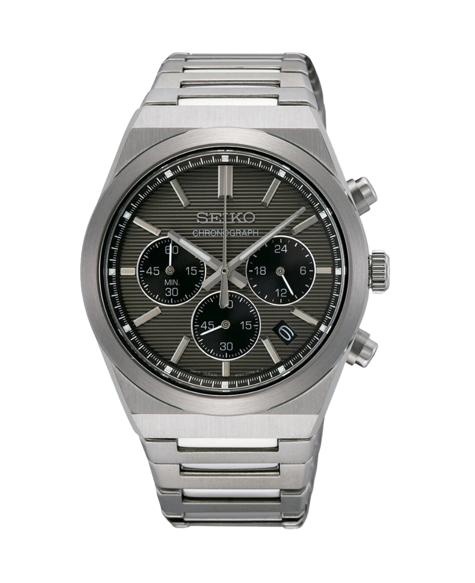 Seiko Essentials Cronógrafo SSB455P1 reloj hombre acero negro