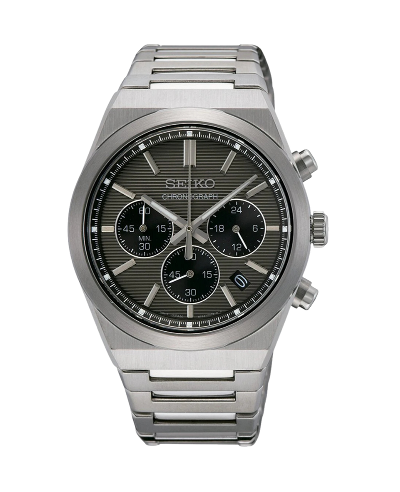 Seiko Essentials Cronógrafo SSB455P1 reloj hombre acero negro