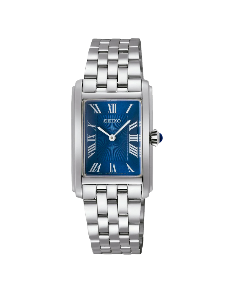 Seiko Ladies Cuarzo SWR085P1 reloj mujer acero rectangular esfera azul