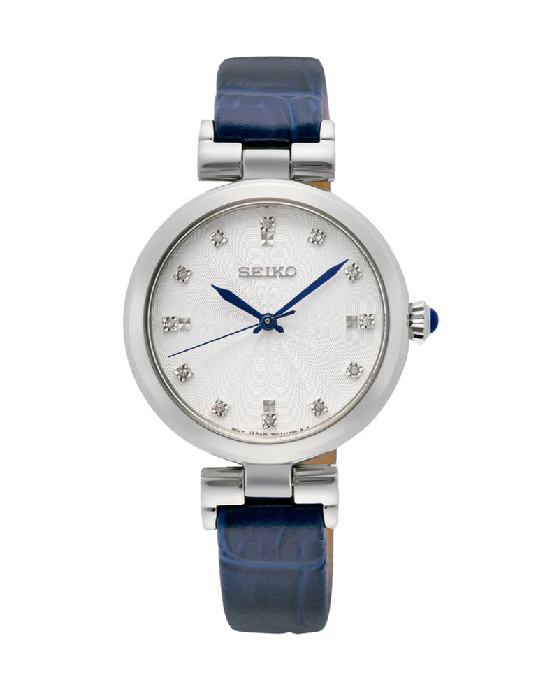 Seiko Ladies Cuarzo SRZ545P1 reloj mujer acero plata esfera blanca correa azul