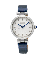 Seiko Ladies Cuarzo SRZ545P1 reloj mujer acero plata esfera blanca correa azul