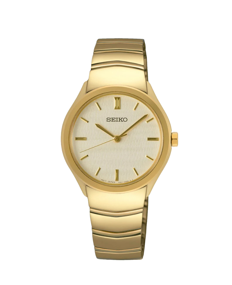 Seiko Ladies Cuarzo SUR552P1 reloj mujer acero dorado champagne