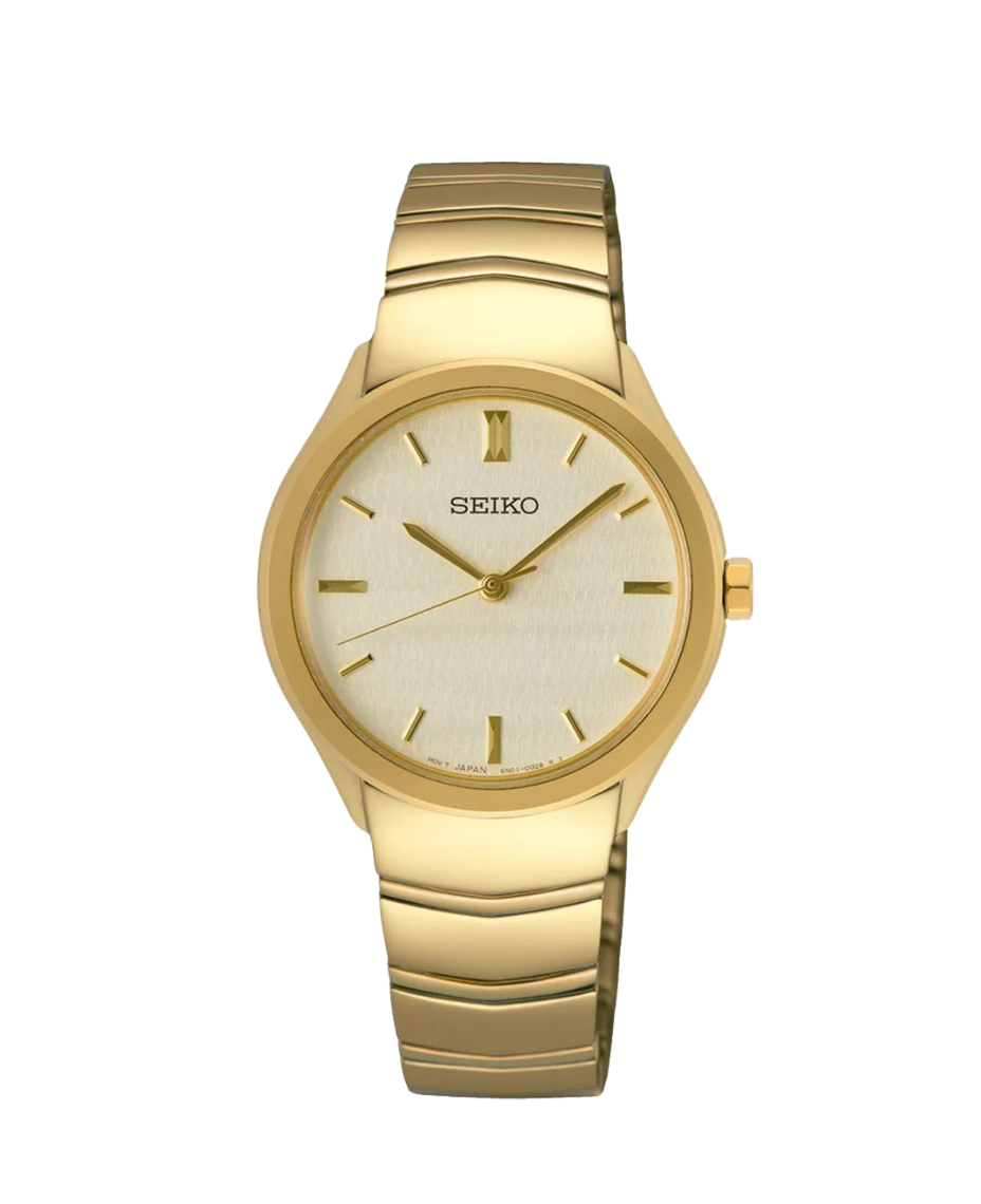 Seiko Ladies Cuarzo SUR552P1 reloj mujer acero dorado champagne