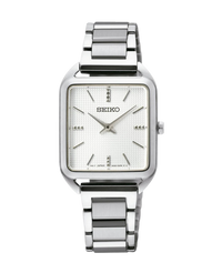 Seiko Ladies Cuarzo SWR073P1 reloj mujer acero plata caja cuadrada esfera blanca