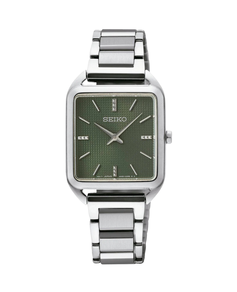 Seiko Ladies Cuarzo SWR075P1 reloj mujer acero esfera verde caja cuadrada