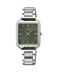 Seiko Ladies Cuarzo SWR075P1 reloj mujer acero esfera verde caja cuadrada
