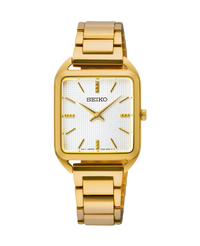 Seiko Ladies Cuarzo SWR078P1 reloj mujer acero dorado cuadrado esfera blanca