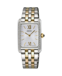 Seiko Ladies Cuarzo SWR093P1 reloj mujer acero rectangular dorado blanco