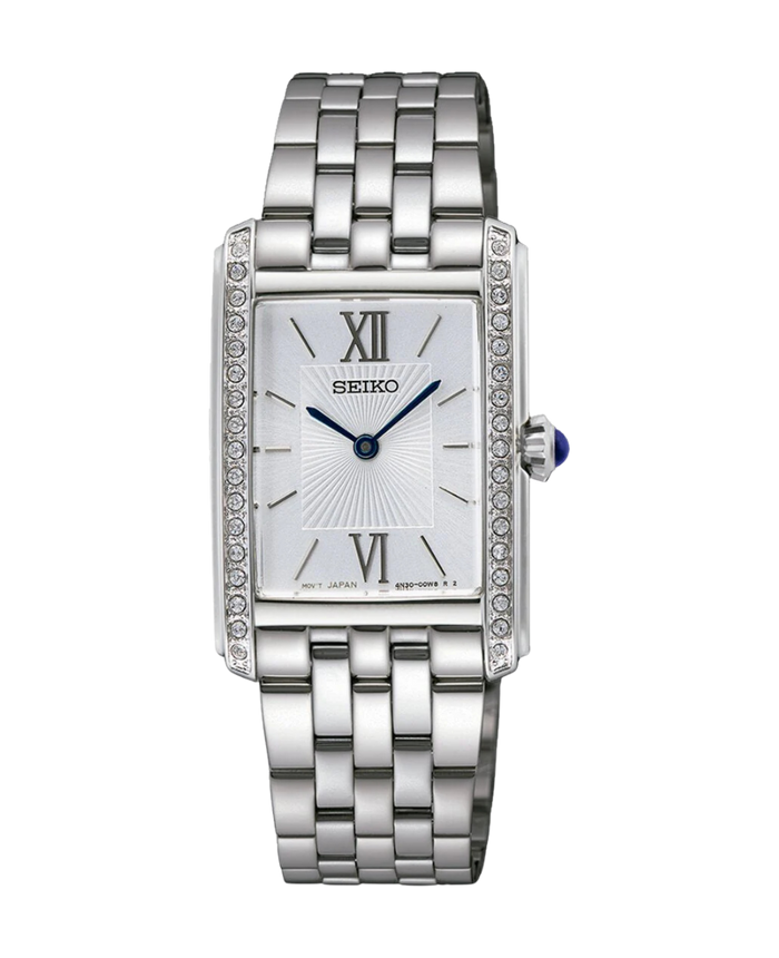 Seiko Ladies Cuarzo Plateado Rectangular SWR091P1