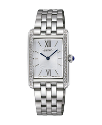 Seiko Ladies Cuarzo SWR091P1 reloj mujer acero plateado rectangular esfera blanca