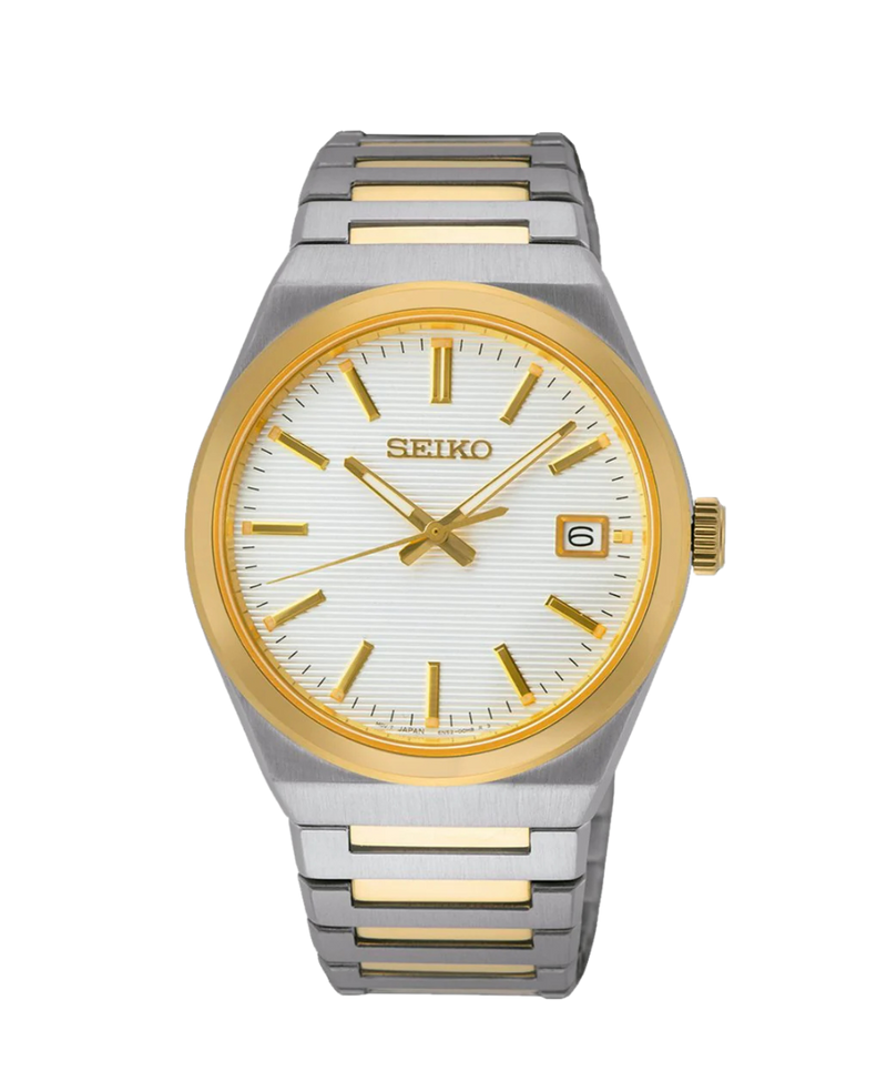 Seiko Neo Classic SUR558P1 reloj hombre acero bicolor oro plata esfera blanca