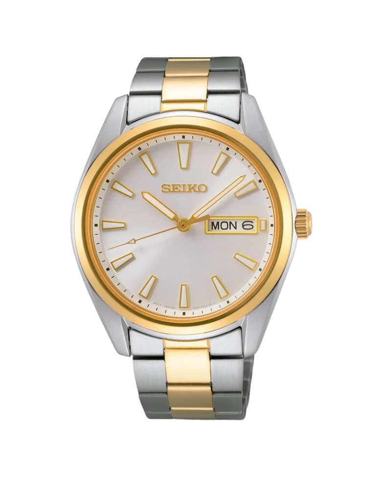 Seiko Neo Classic SUR446P1 reloj hombre acero bicolor plata oro esfera blanca