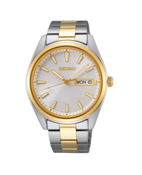 Seiko Neo Classic SUR446P1 reloj hombre acero bicolor plata oro esfera blanca