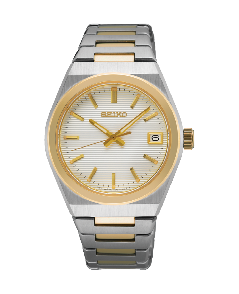 Seiko Neo Classic Essentials SUR578P1 reloj hombre acero dorado esfera blanca