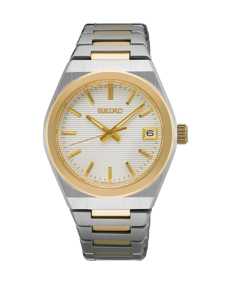 Seiko Neo Classic Essentials SUR578P1 reloj hombre acero dorado esfera blanca