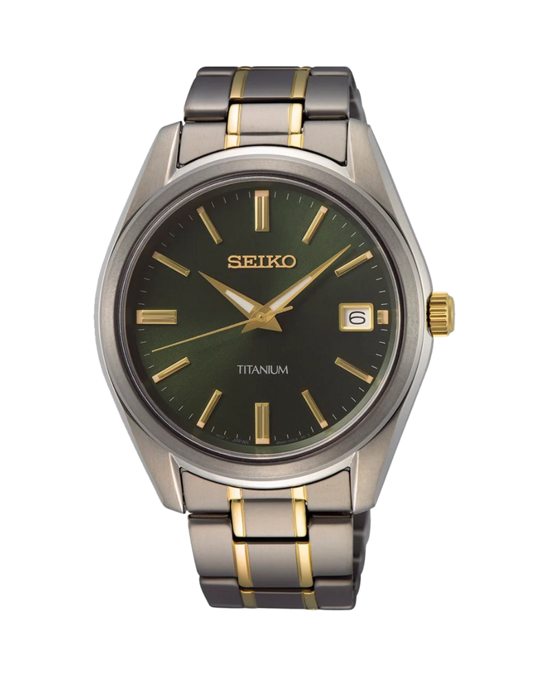 Seiko Neo Classic Titanio SUR377P1 reloj hombre titanio plata esfera verde