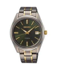 Seiko Neo Classic Titanio SUR377P1 reloj hombre titanio plata esfera verde