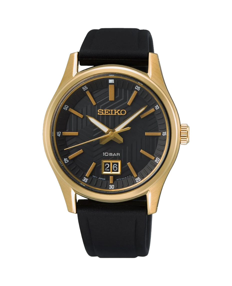 Seiko Neo Sports SUR560P1 reloj hombre acero dorado correa silicona negra