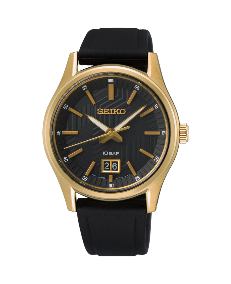 Seiko Neo Sports SUR560P1 reloj hombre acero dorado correa silicona negra
