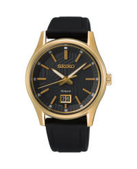 Seiko Neo Sports SUR560P1 reloj hombre acero dorado correa silicona negra