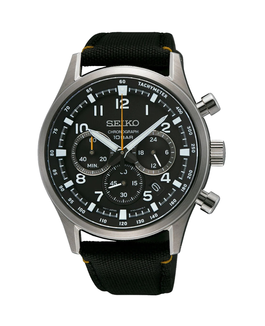 Seiko Neo Sports Cronógrafo SSB449P1 reloj hombre acero negro correa nylon