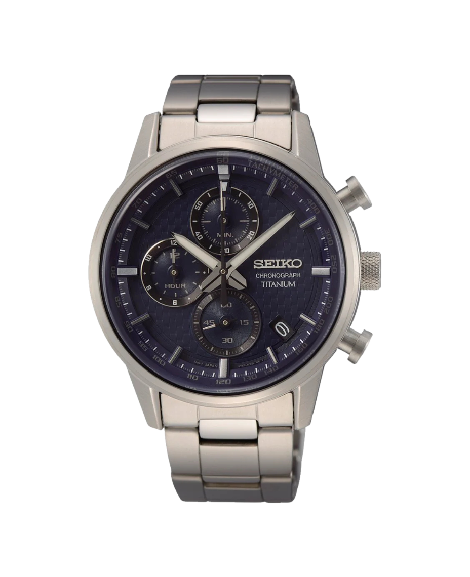 Seiko Neo Sports Cronógrafo SSB387P1 reloj hombre titanio azul