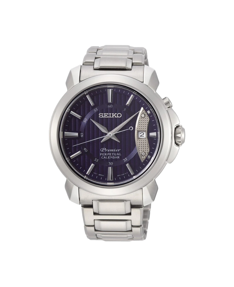 Seiko Premier Calendario Perpetuo SNQ157P1 reloj hombre acero azul