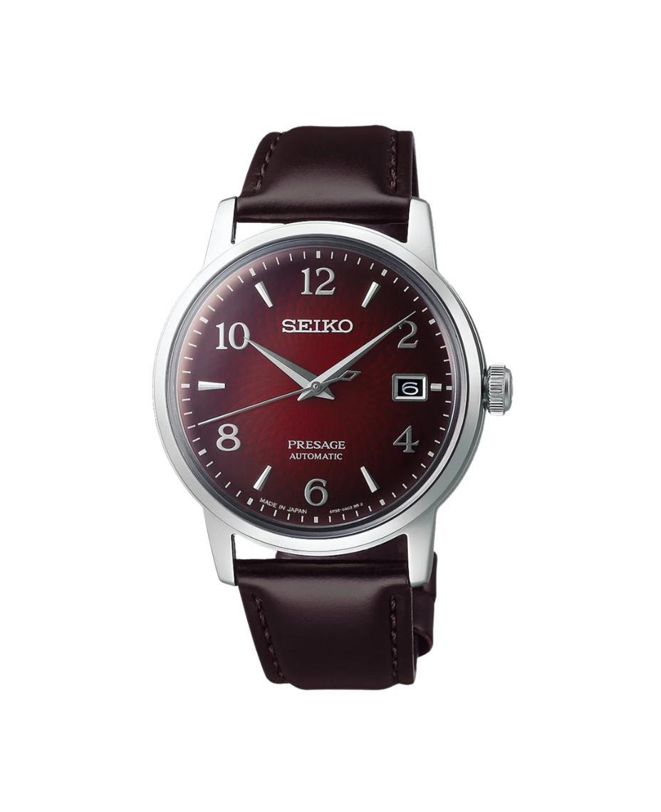Seiko Presage Cocktail Automático SRPE41J1 reloj hombre acero esfera granate